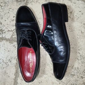 Daniele Ferradini Black Leather Oxford Shoes Size 10 Men's